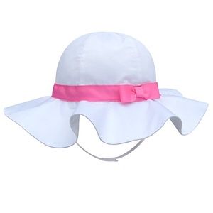 Baby Sun Hat w. Pink Bow & Chin Strap